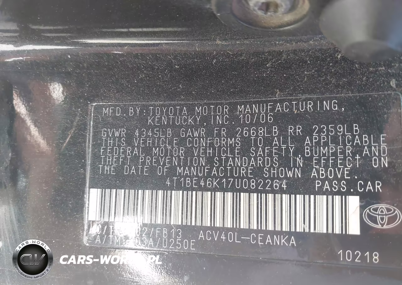 2007 Toyota Camry Ce VIN:4T1BE46K17U082264 - 9