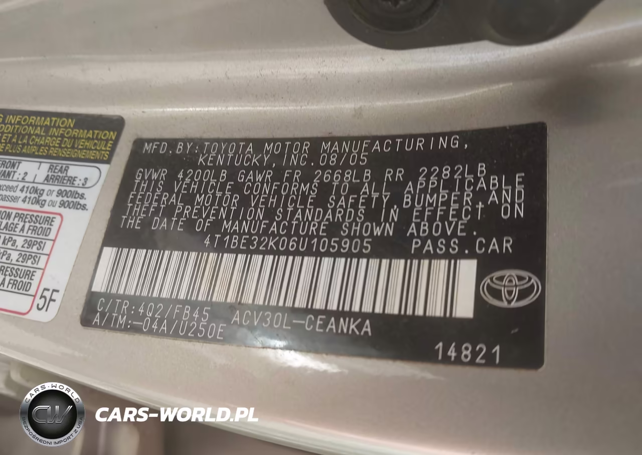2006 Toyota Camry Le VIN:4T1BE32K06U105905 - 9