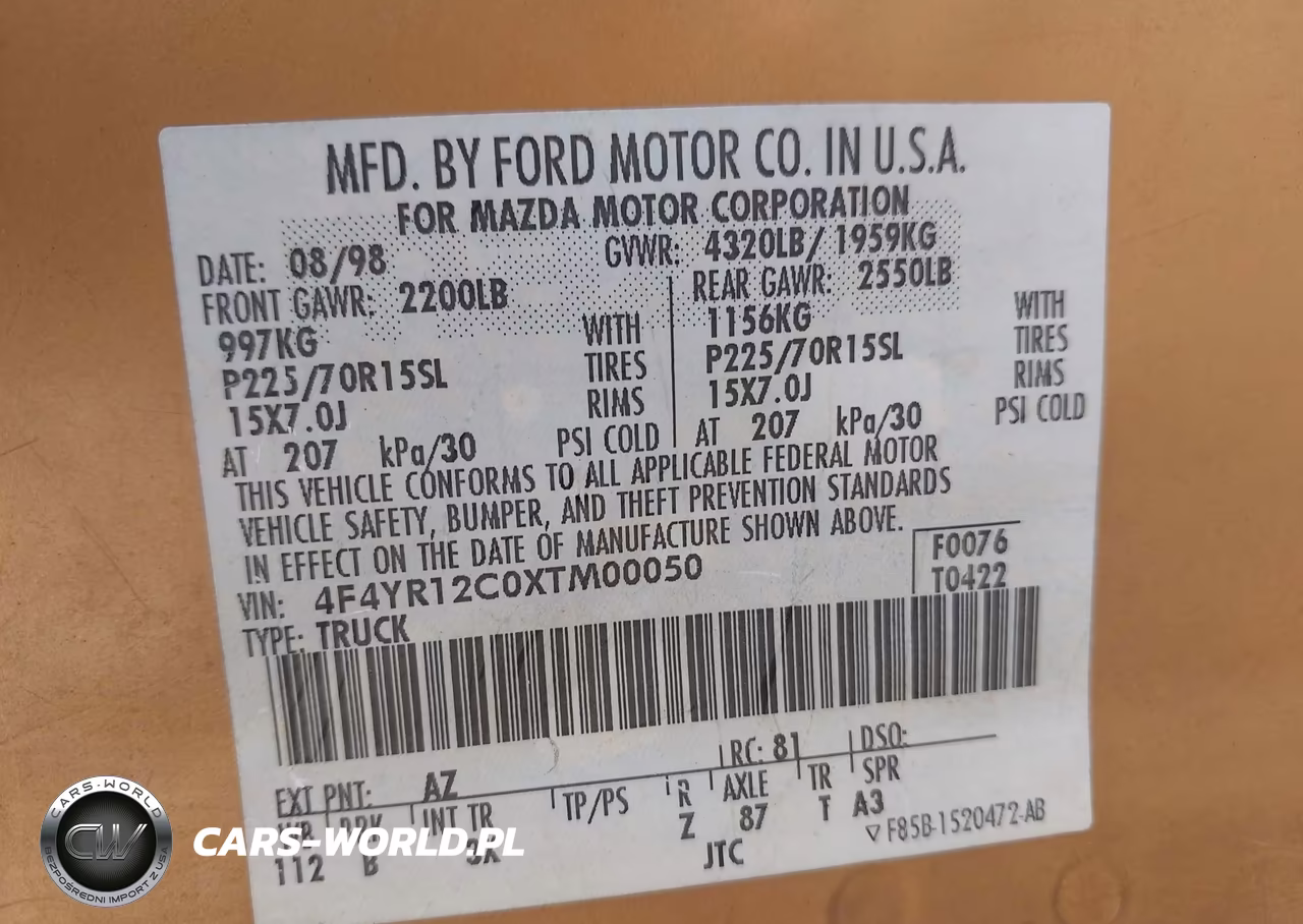 1999 Mazda B2500 Se-Sx-Tl VIN:4F4YR12C0XTM00050 - 9