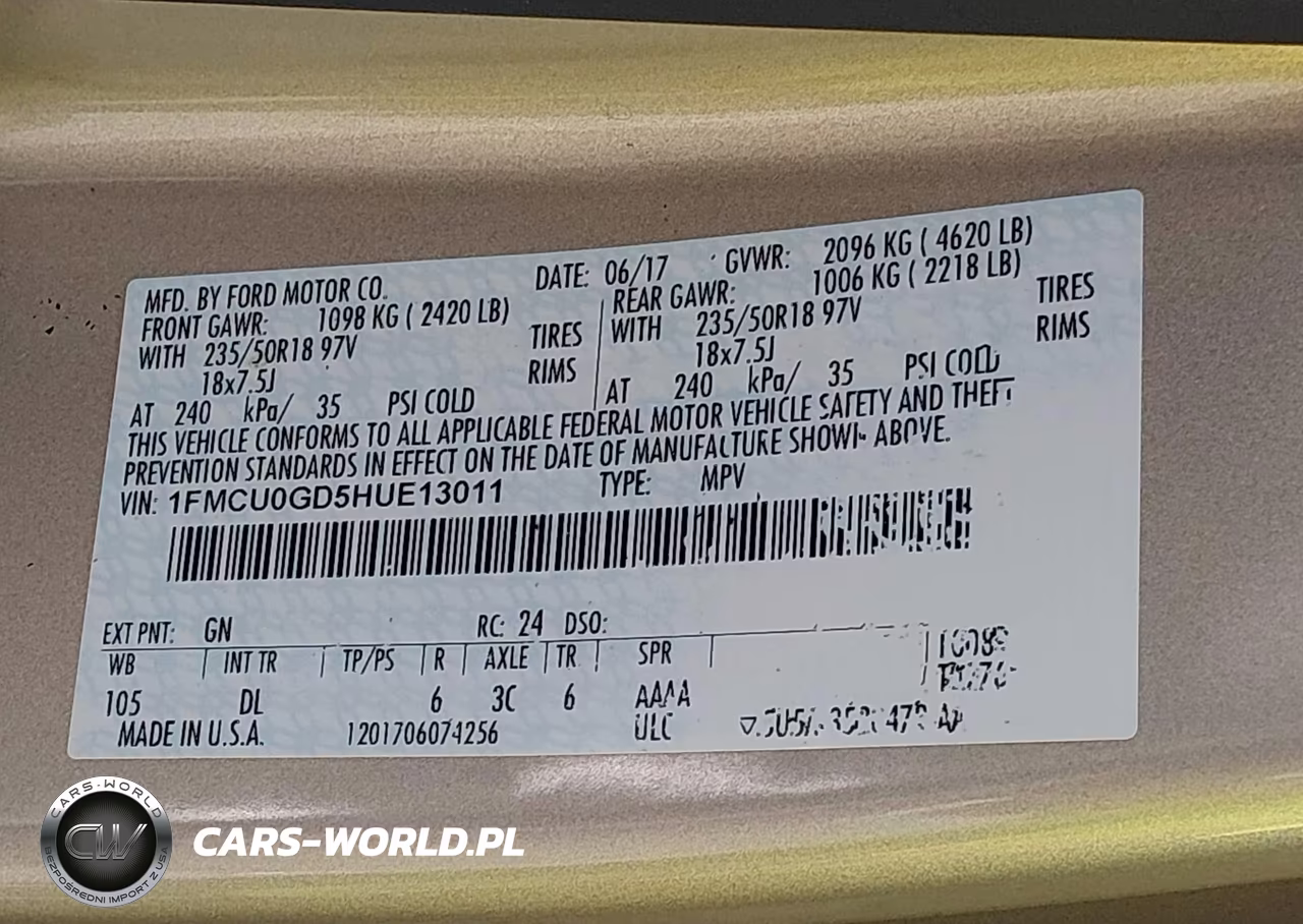 2017 Ford Escape Se VIN:1FMCU0GD5HUE13011 - 9