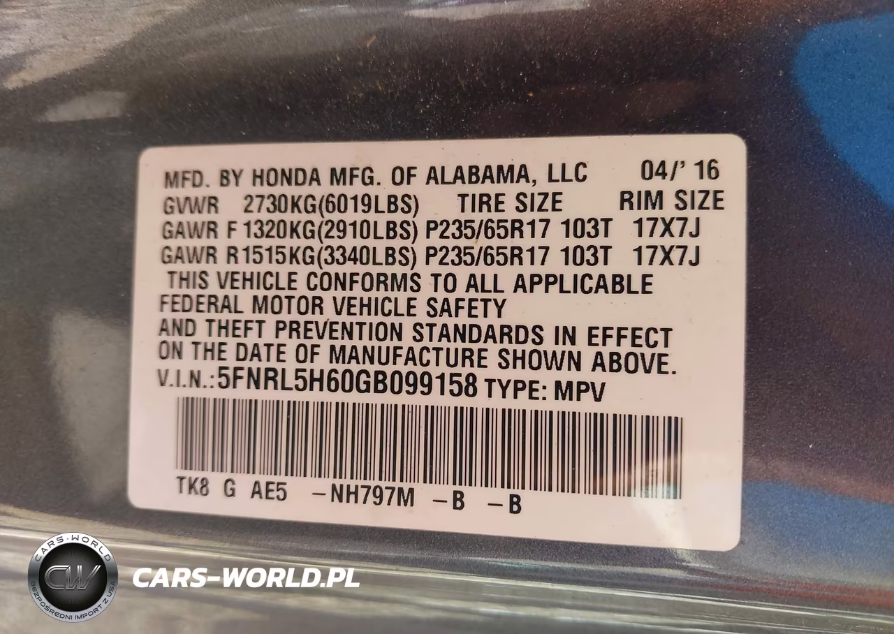 2016 Honda Odyssey Ex-L VIN:5FNRL5H60GB099158 - 9