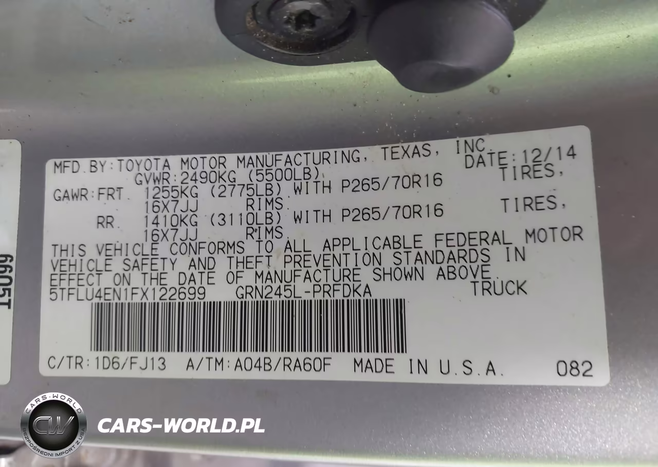2015 Toyota Tacoma Base V6 VIN:5TFLU4EN1FX122699 - 9
