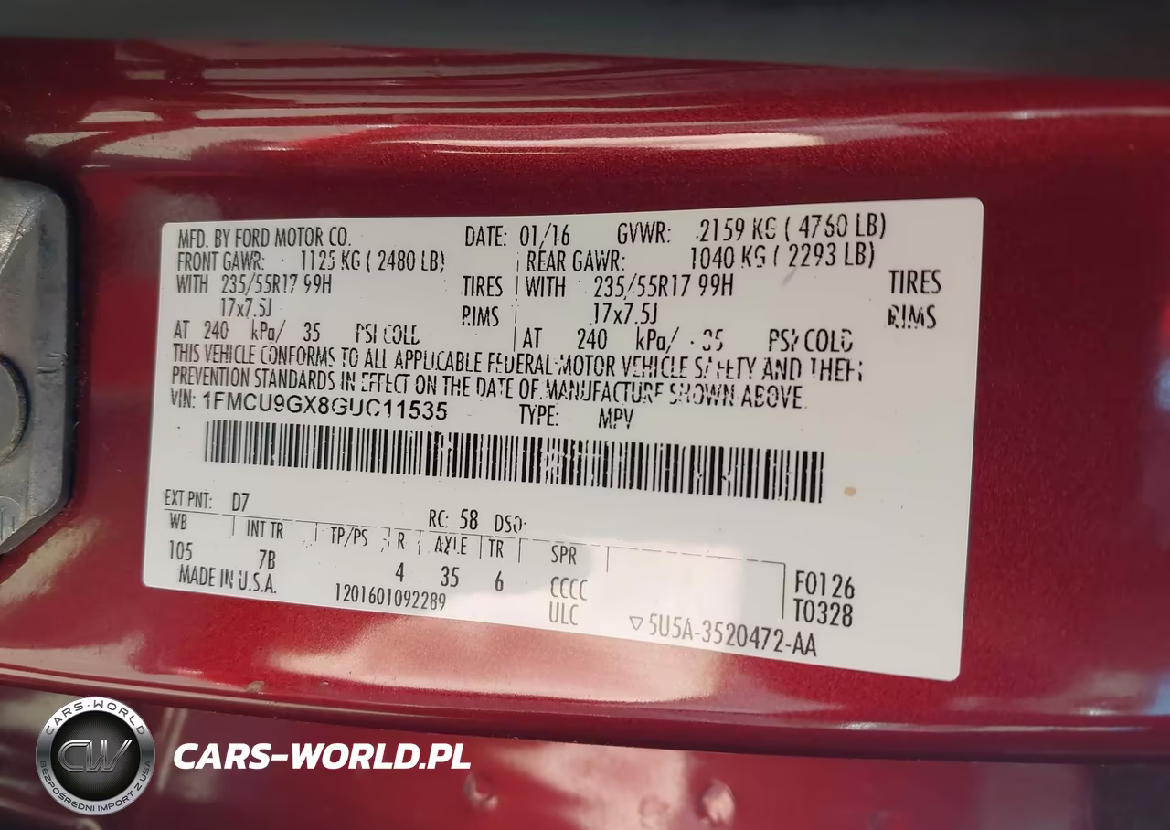 2016 Ford Escape Se VIN:1FMCU9GX8GUC11535 - 9