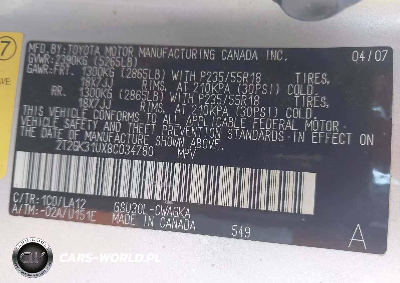 2008 Lexus Rx 350 VIN:2T2GK31UX8C034780 - 9