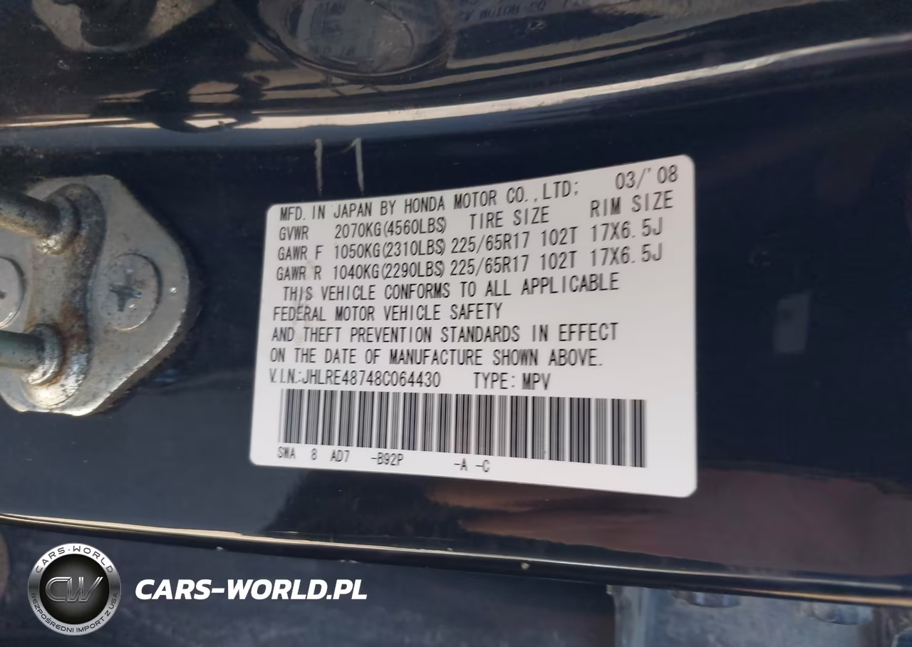 2008 Honda Cr-V Ex-L VIN:JHLRE48748C064430 - 9