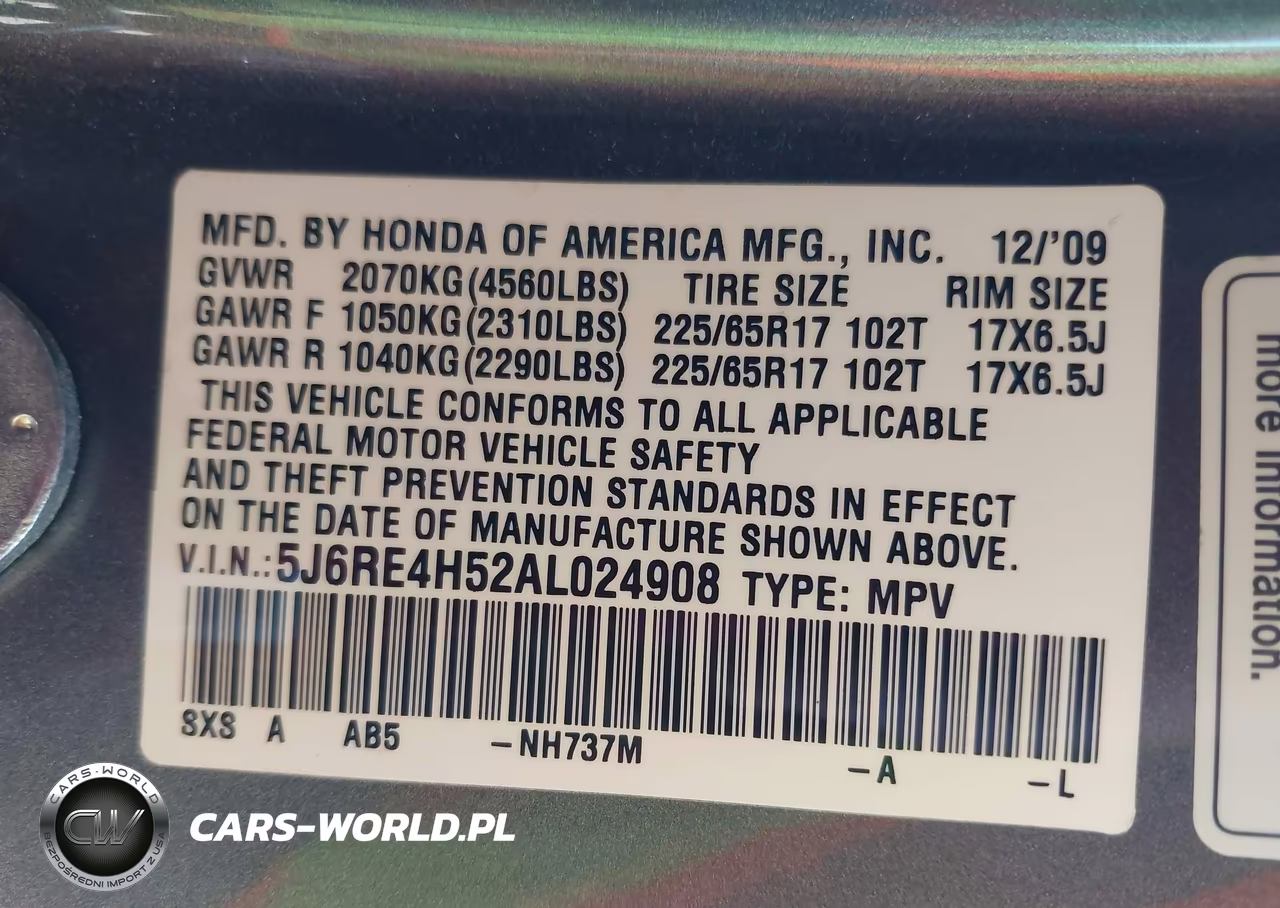 2010 Honda Cr-V Ex VIN:5J6RE4H52AL024908 - 9