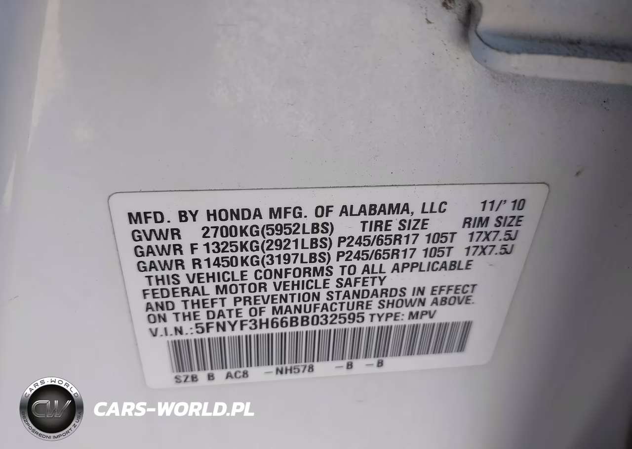 2011 Honda Pilot Ex-L VIN:5FNYF3H66BB032595 - 9