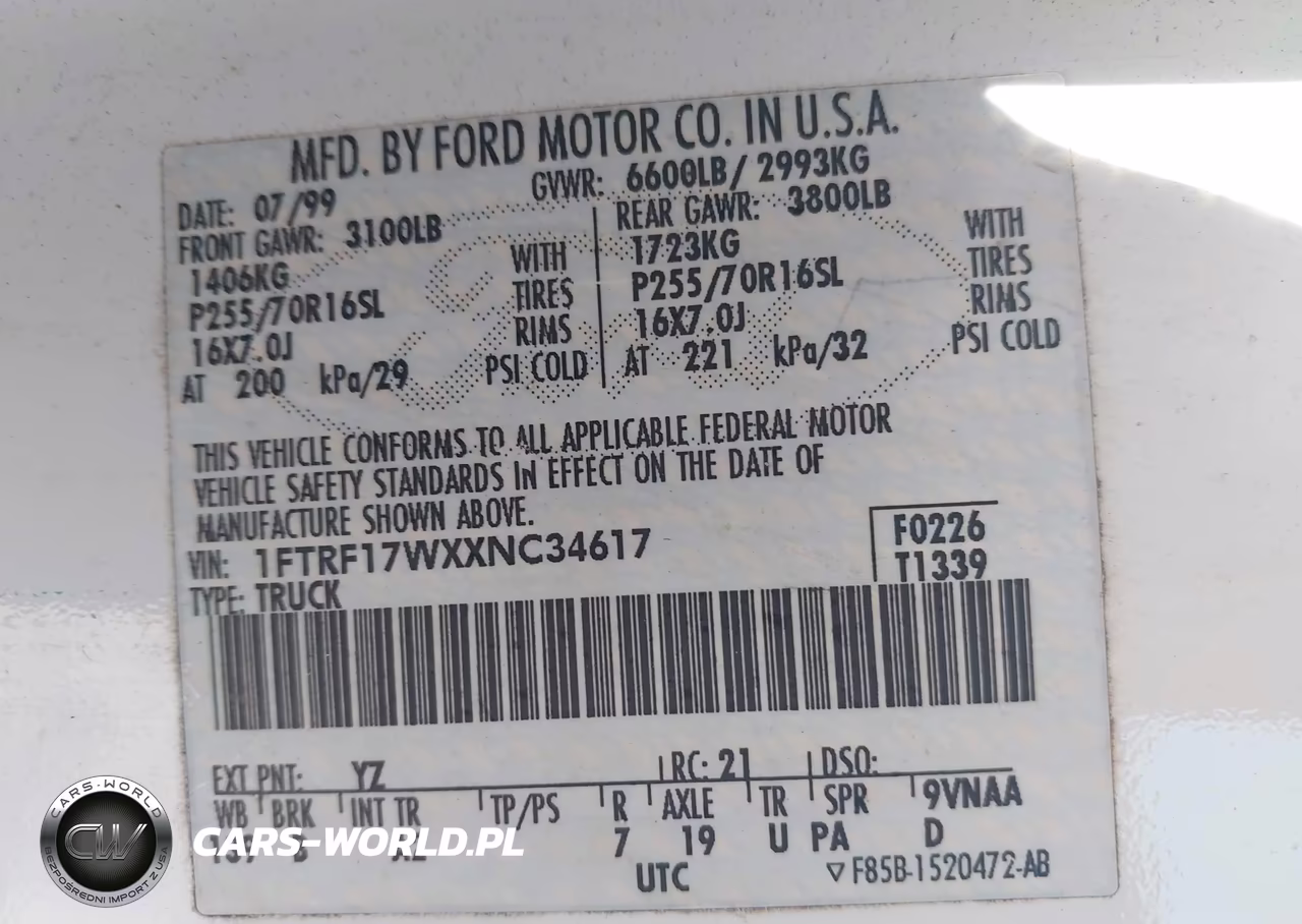 1999 Ford F-150 Lariat-Work Series-Xl-Xlt VIN:1FTRF17WXXNC34617 - 9