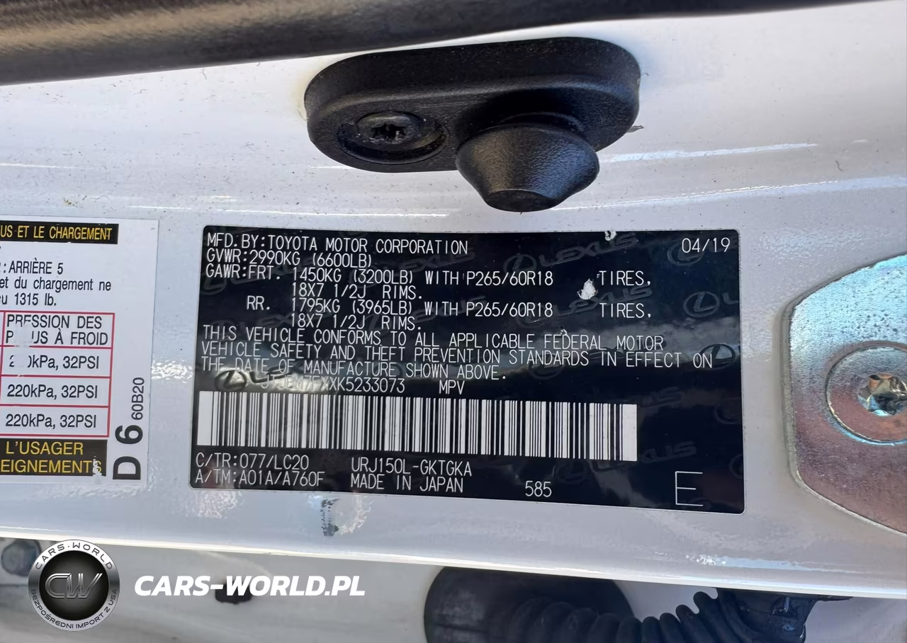 2019 Lexus Gx 460 VIN:JTJBM7FXXK5233073 - 9