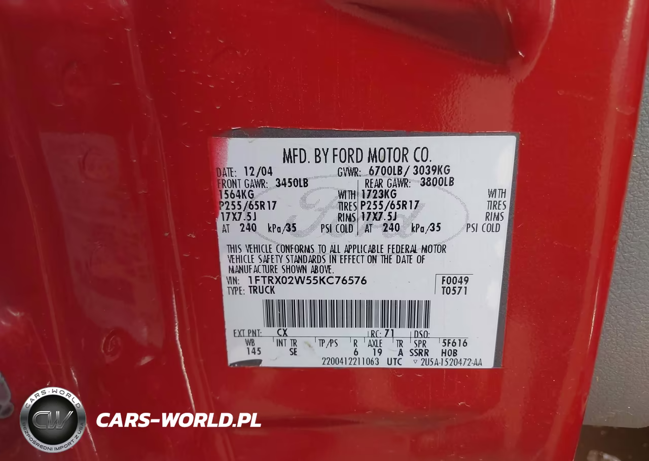 2005 Ford F-150 Stx-Xlt VIN:1FTRX02W55KC76576 - 9