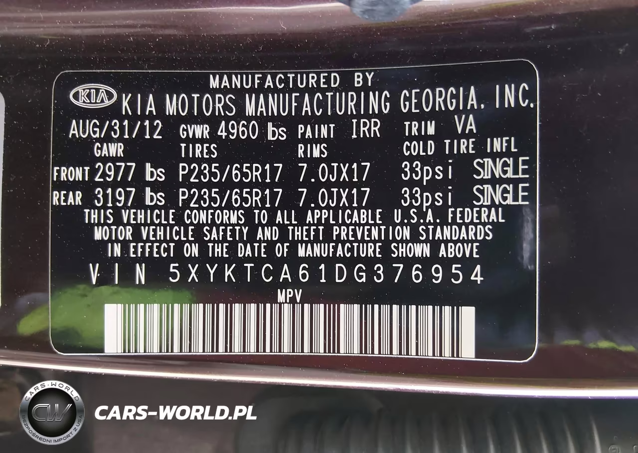 2013 Kia Sorento Lx VIN:5XYKTCA61DG376954 - 9