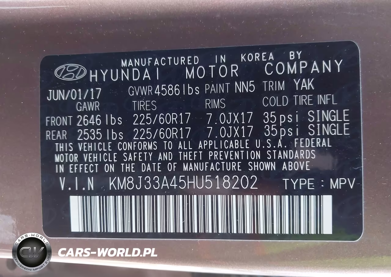 2017 Hyundai Tucson Se VIN:KM8J33A45HU518202 - 9
