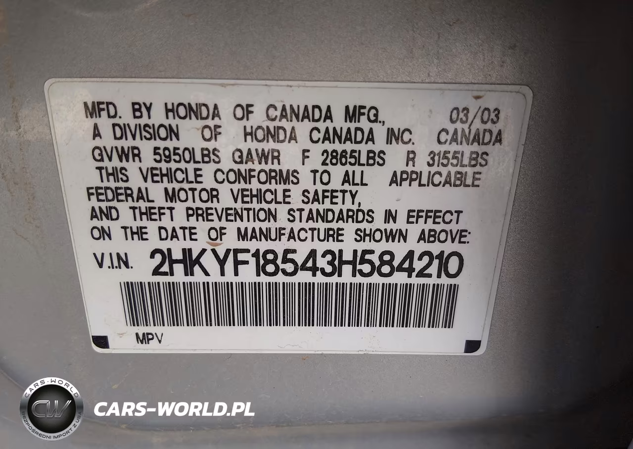 2003 Honda Pilot Exl VIN:2HKYF18543H584210 - 9