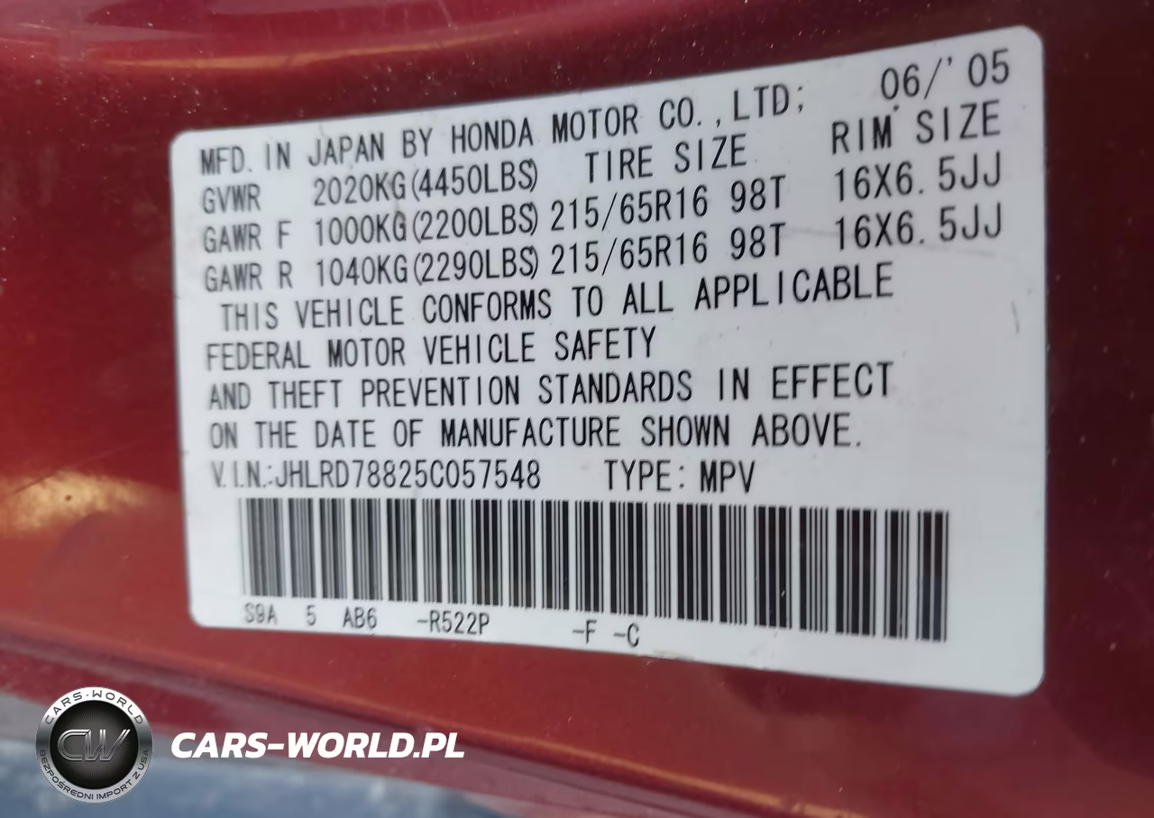 2005 Honda Cr-V Ex VIN:JHLRD78825C057548 - 9