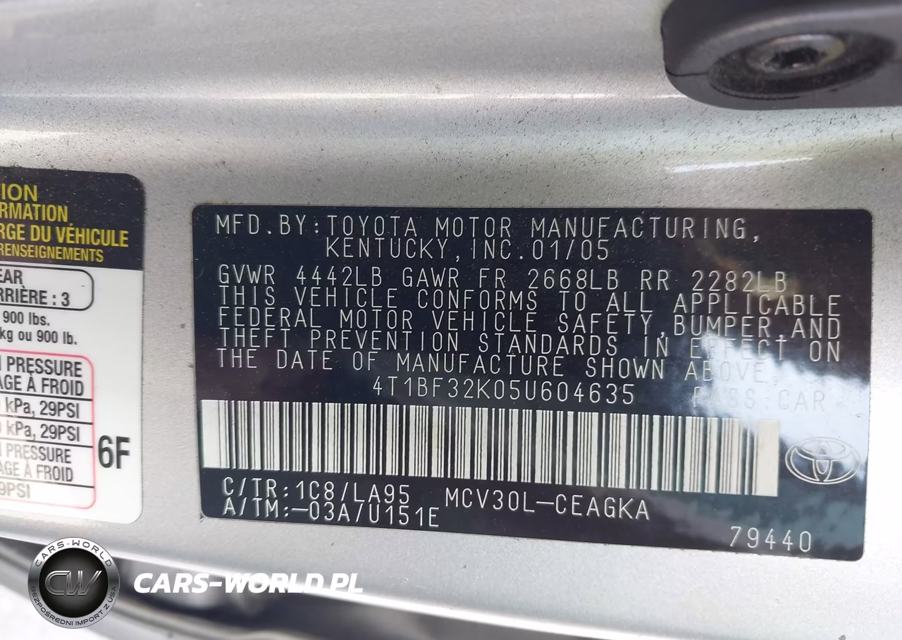 2005 Toyota Camry Xle V6 VIN:4T1BF32K05U604635 - 9