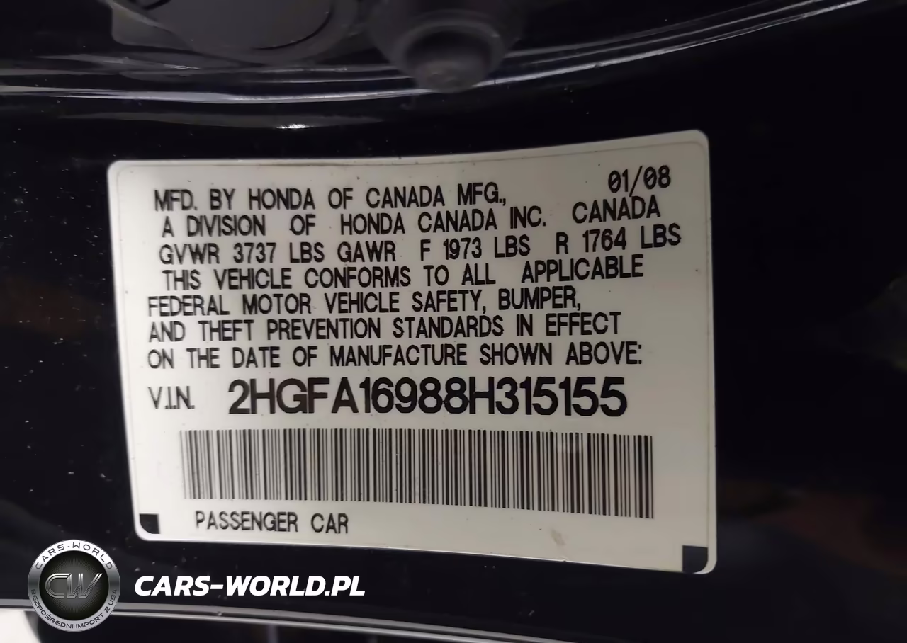 2008 Honda Civic Ex-L VIN:2HGFA16988H315155 - 9