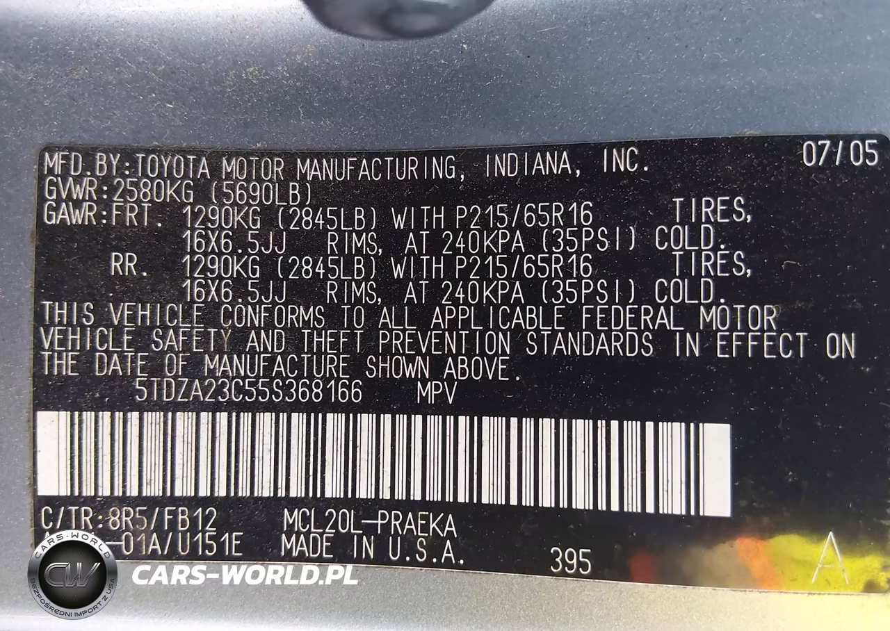 2005 Toyota Sienna Le VIN:5TDZA23C55S368166 - 9