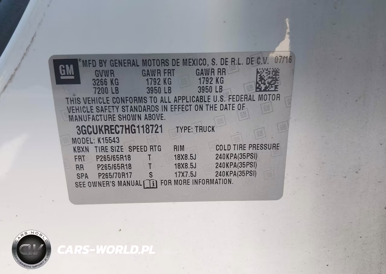 2017 Chevrolet Silverado 1500 2Lt VIN:3GCUKREC7HG118721 - 9