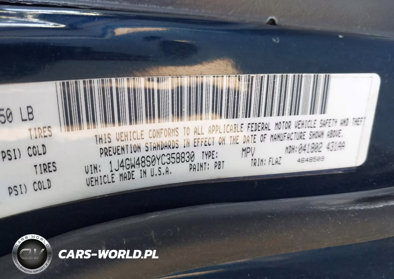 2000 Jeep Grand Cherokee Laredo VIN:1J4GW48S0YC358830 - 9