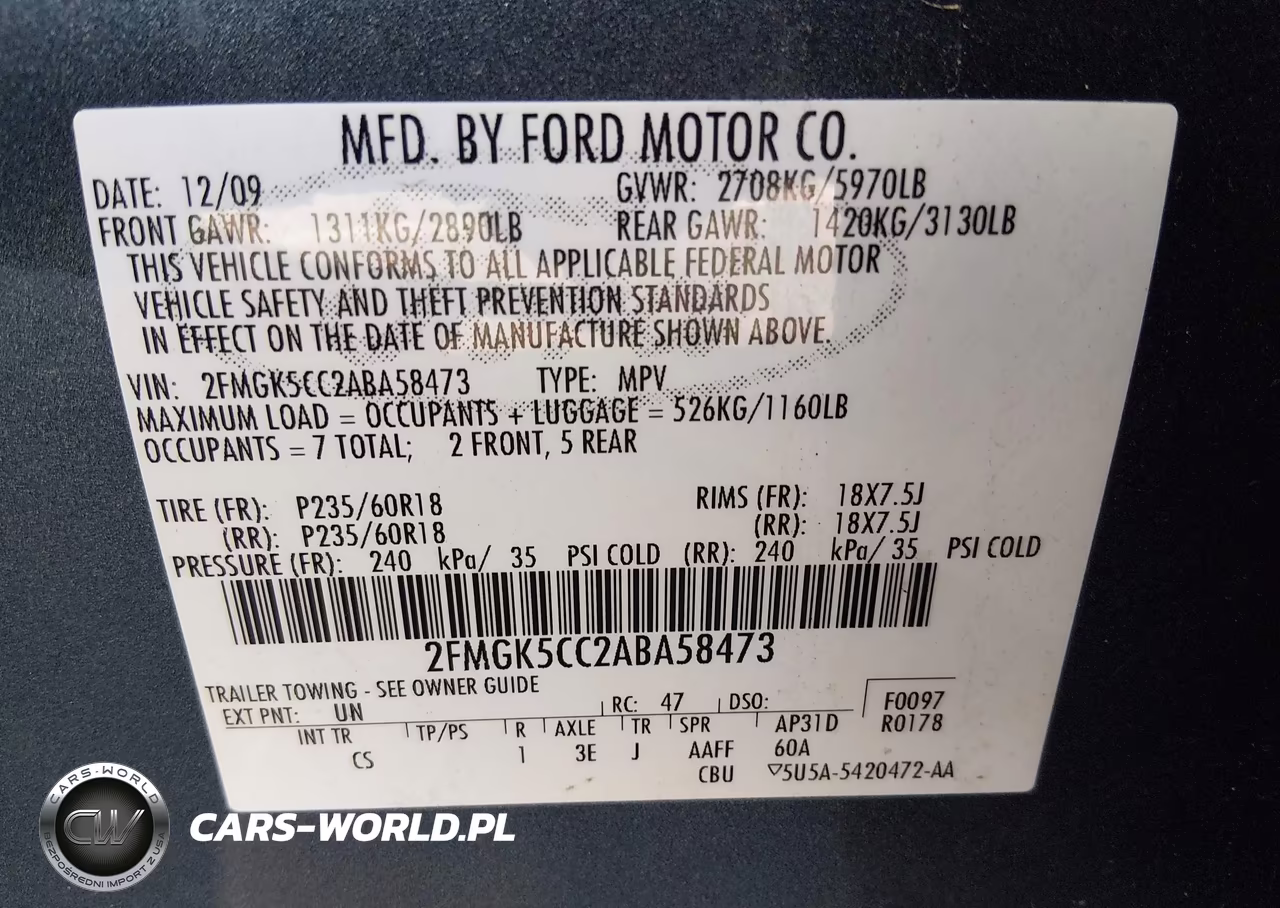 2010 Ford Flex Sel VIN:2FMGK5CC2ABA58473 - 9