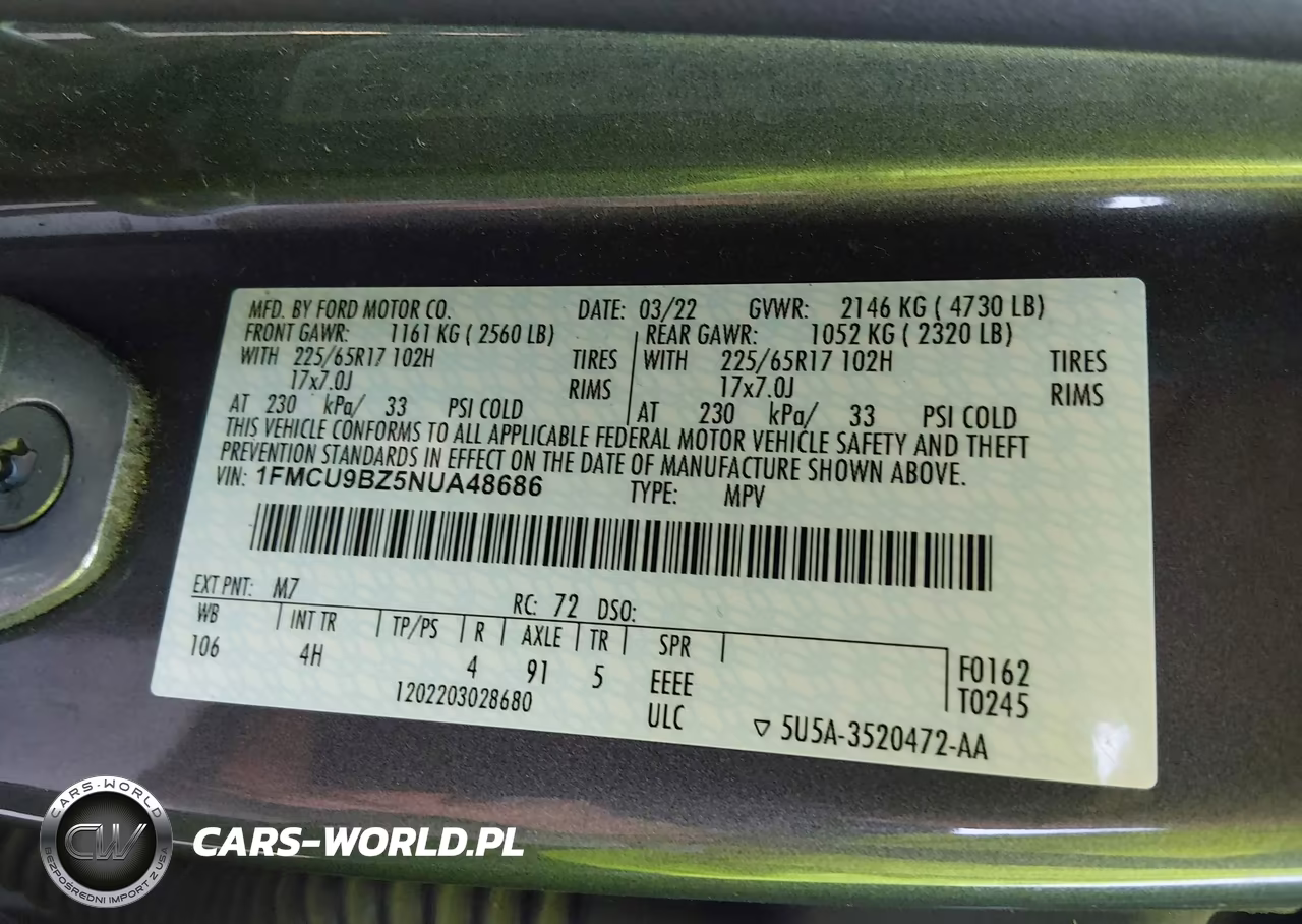 2022 Ford Escape Se Hybrid VIN:1FMCU9BZ5NUA48686 - 9