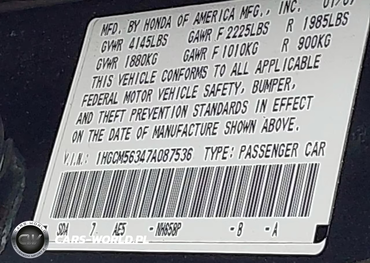 2007 Honda Accord 2.4 Se VIN:1HGCM56347A087536 - 9