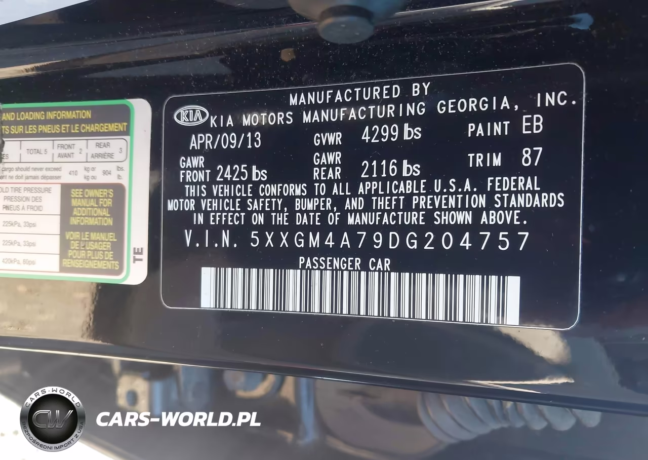 2013 Kia Optima Lx VIN:5XXGM4A79DG204757 - 9