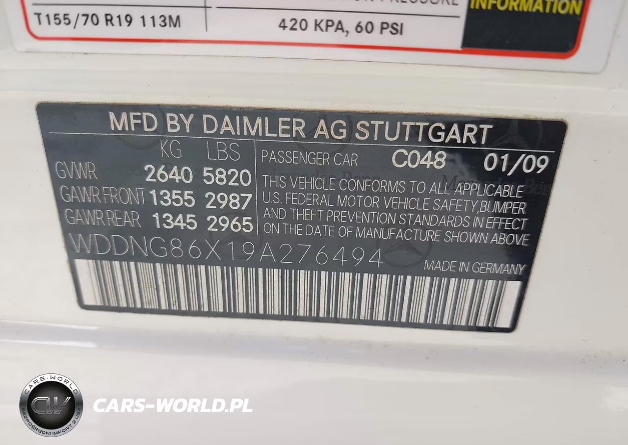 2009 Mercedes-Benz S 550 4Matic VIN:WDDNG86X19A276494 - 9