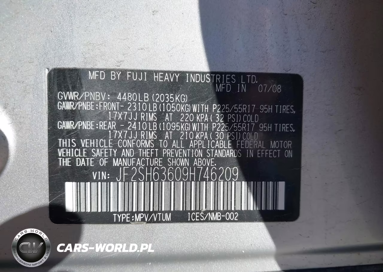 2009 Subaru Forester 2.5X VIN:JF2SH63609H746209 - 9