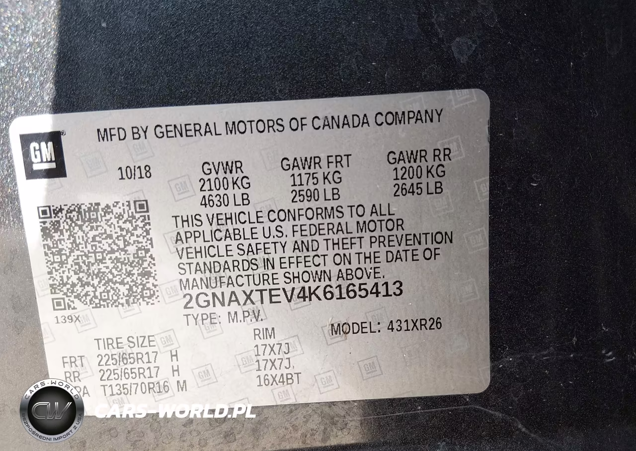 2019 Chevrolet Equinox Lt VIN:2GNAXTEV4K6165413 - 9