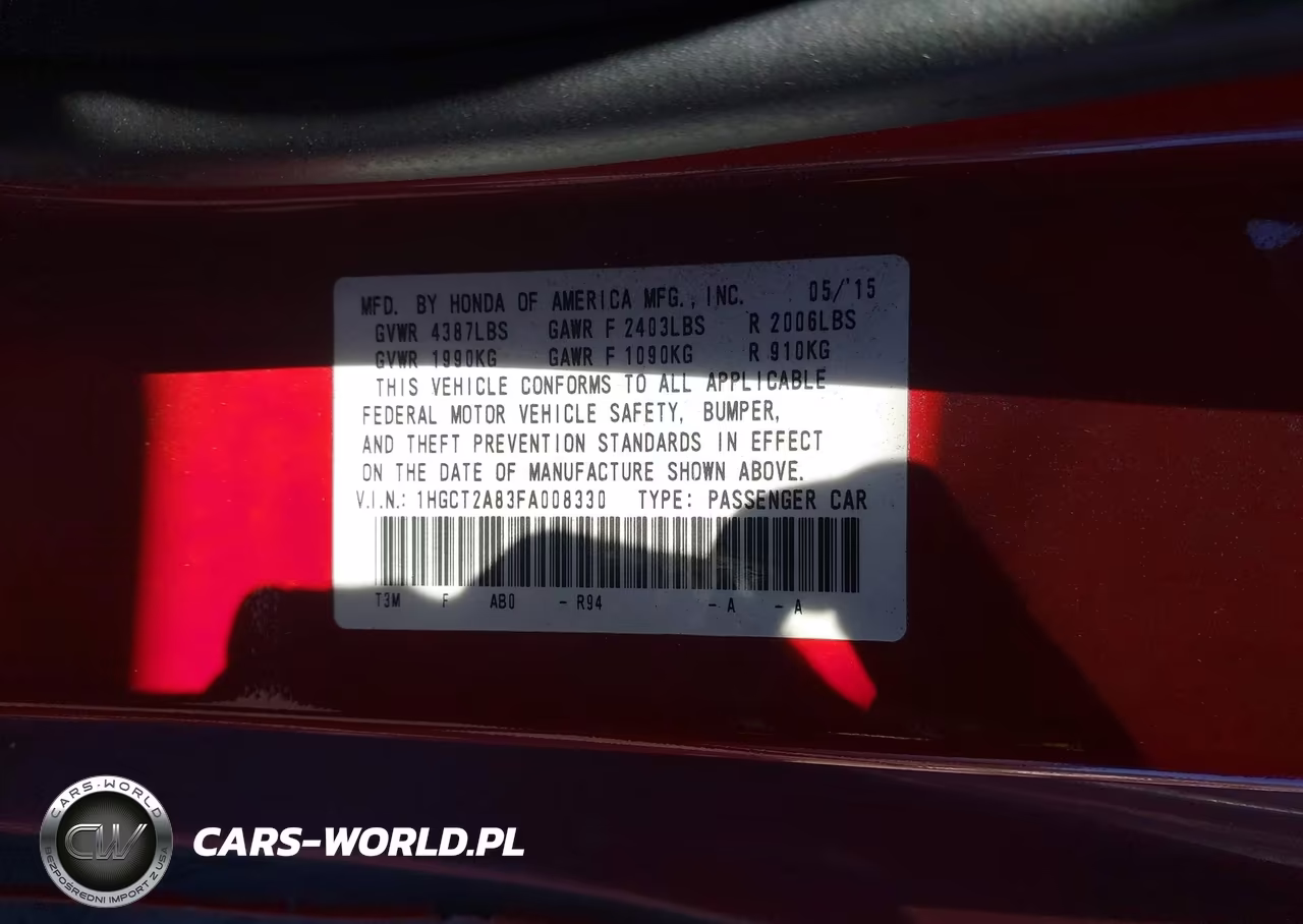 2015 Honda Accord Ex-L V-6 VIN:1HGCT2A83FA008330 - 9