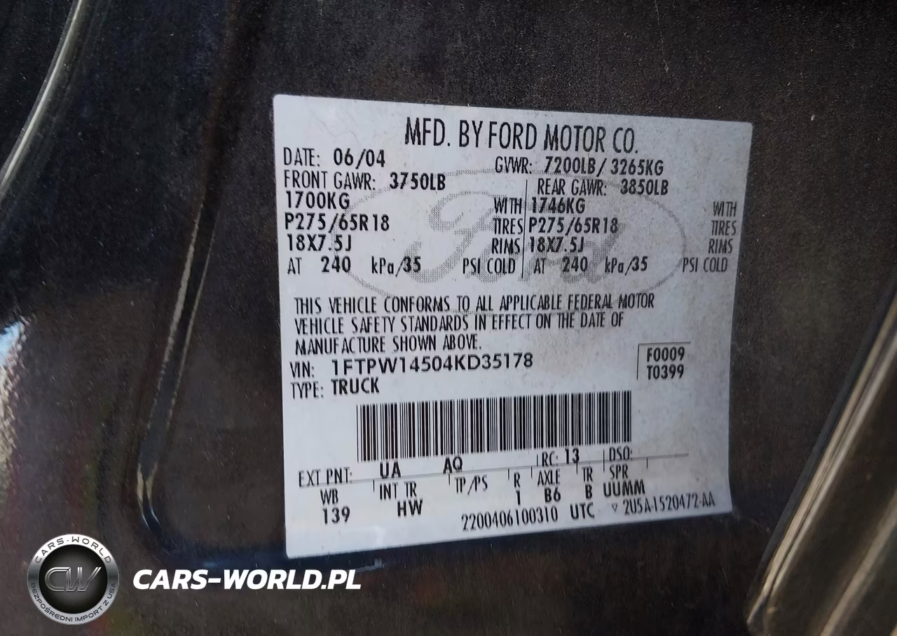 2004 Ford F-150 Fx4-Lariat-Xlt VIN:1FTPW14504KD35178 - 9