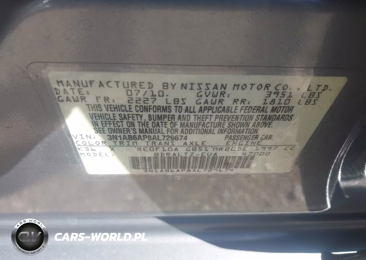 2010 Nissan Sentra 2.0S VIN:3N1AB6AP8AL729674 - 9