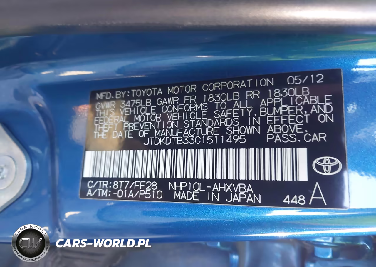 2012 Toyota Prius C Two VIN:JTDKDTB33C1511495 - 9