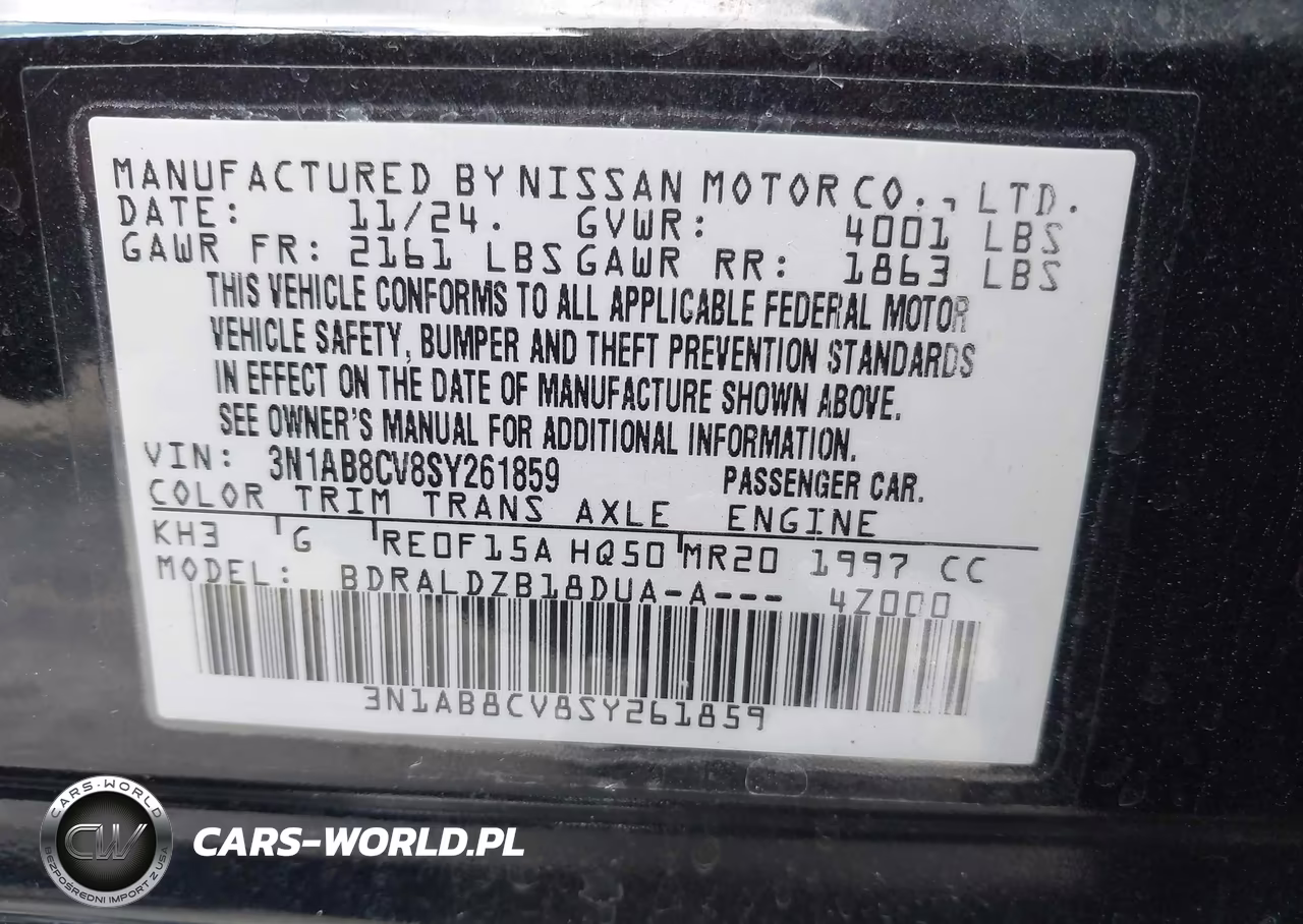 2025 Nissan Sentra Sv VIN:3N1AB8CV8SY261859 - 9