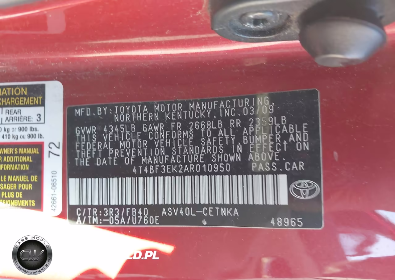 2010 Toyota Camry Le VIN:4T4BF3EK2AR010950 - 9