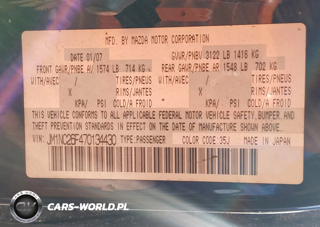 2007 Mazda Mx-5 Grand Touring VIN:JM1NC26F470134430 - 9