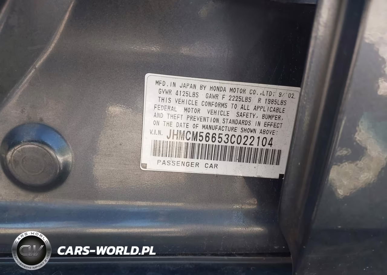 2003 Honda Accord 2.4 Ex VIN:JHMCM56653C022104 - 9
