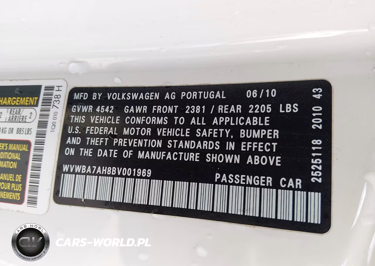2011 Volkswagen Eos Komfort VIN:WVWBA7AH8BV001969 - 9