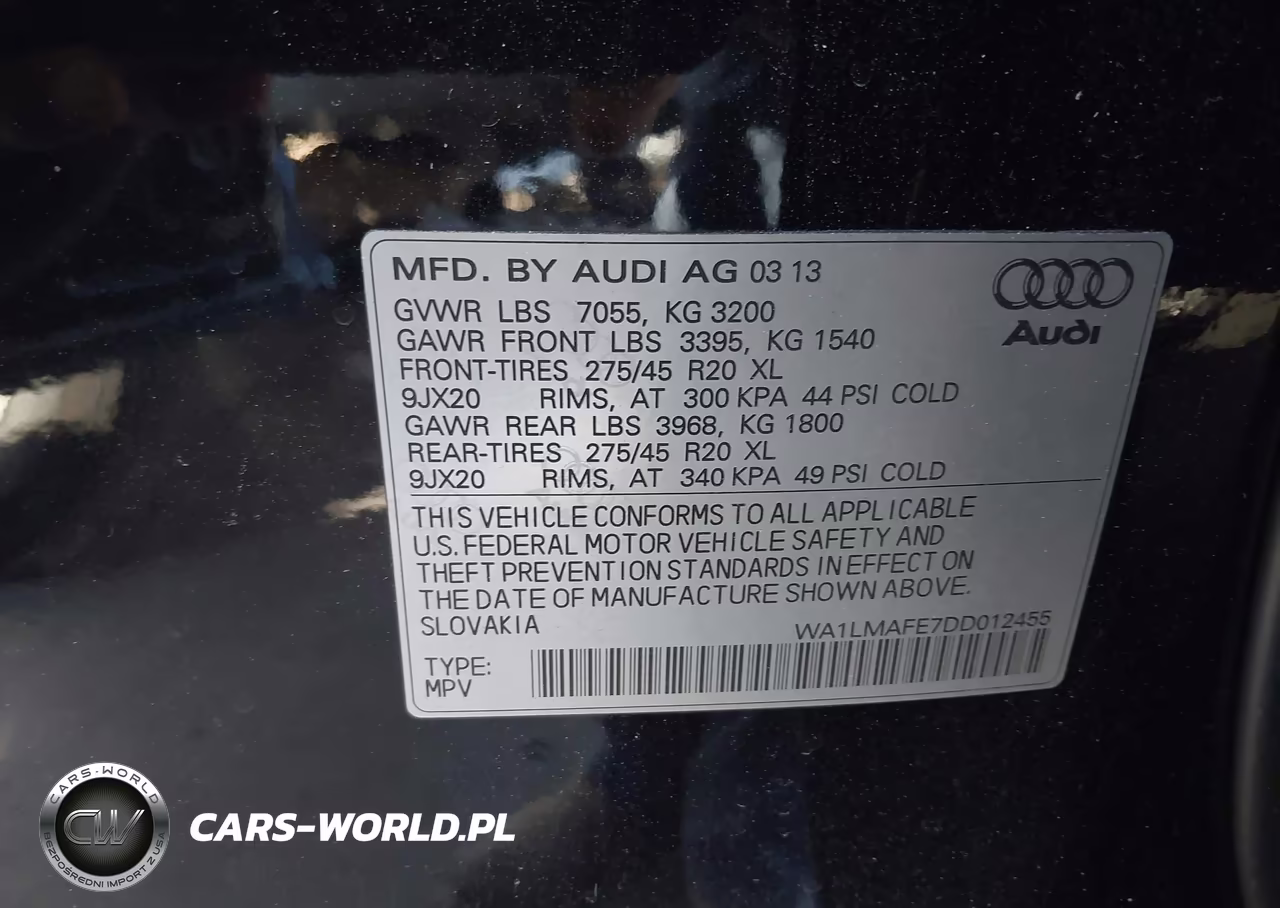 2013 Audi Q7 3.0 Tdi Premium VIN:WA1LMAFE7DD012455 - 9