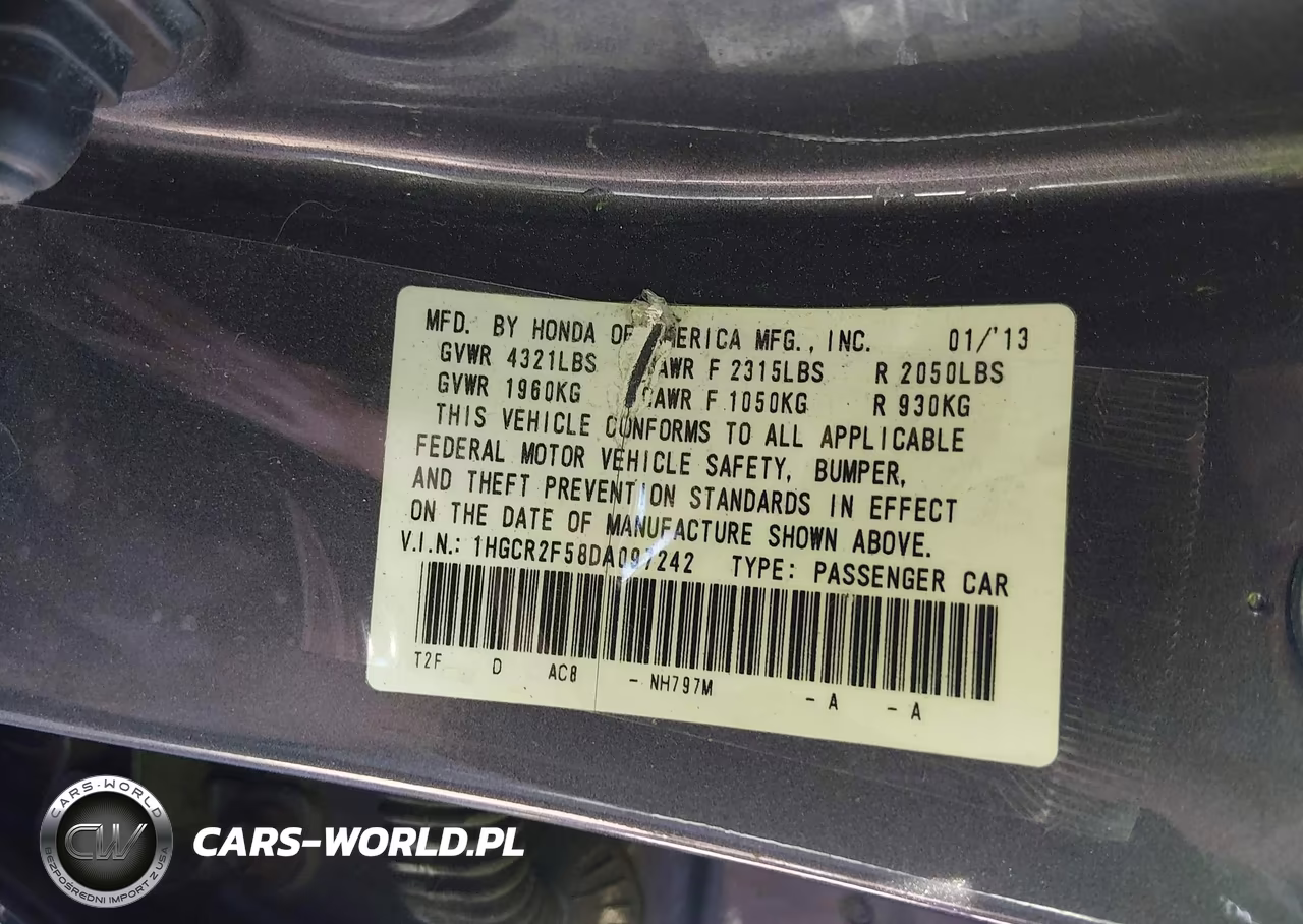 2013 Honda Accord Sport VIN:1HGCR2F58DA097242 - 9