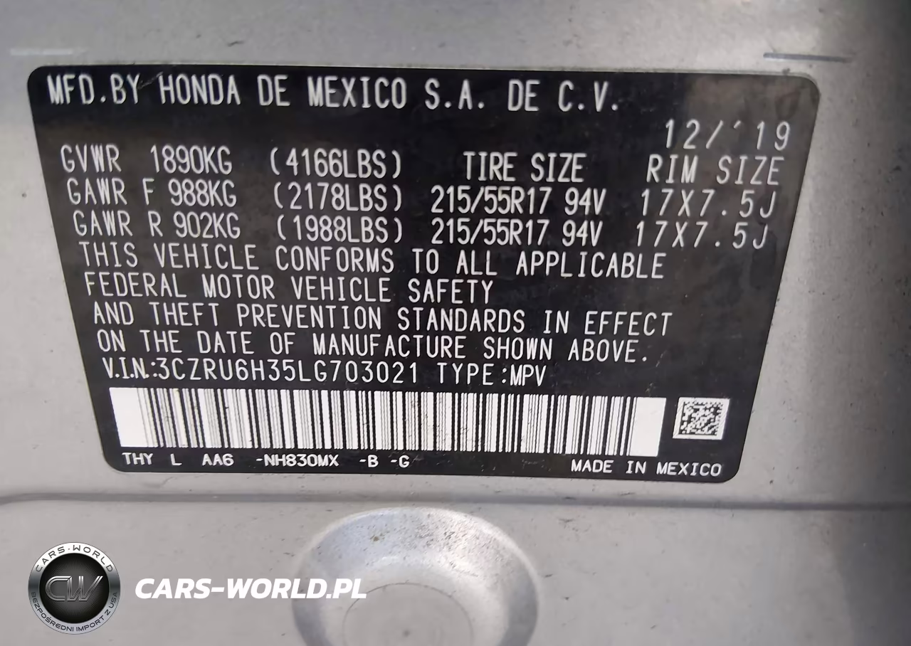 2020 Honda Hr-V Awd Lx VIN:3CZRU6H35LG703021 - 9