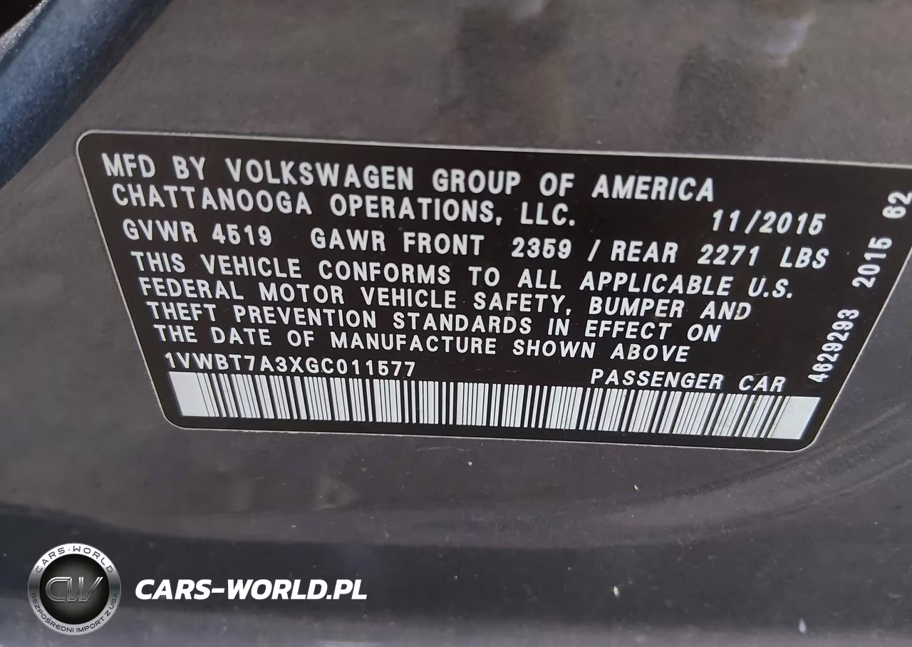 2016 Volkswagen Passat 1.8T Se VIN:1VWBT7A3XGC011577 - 9