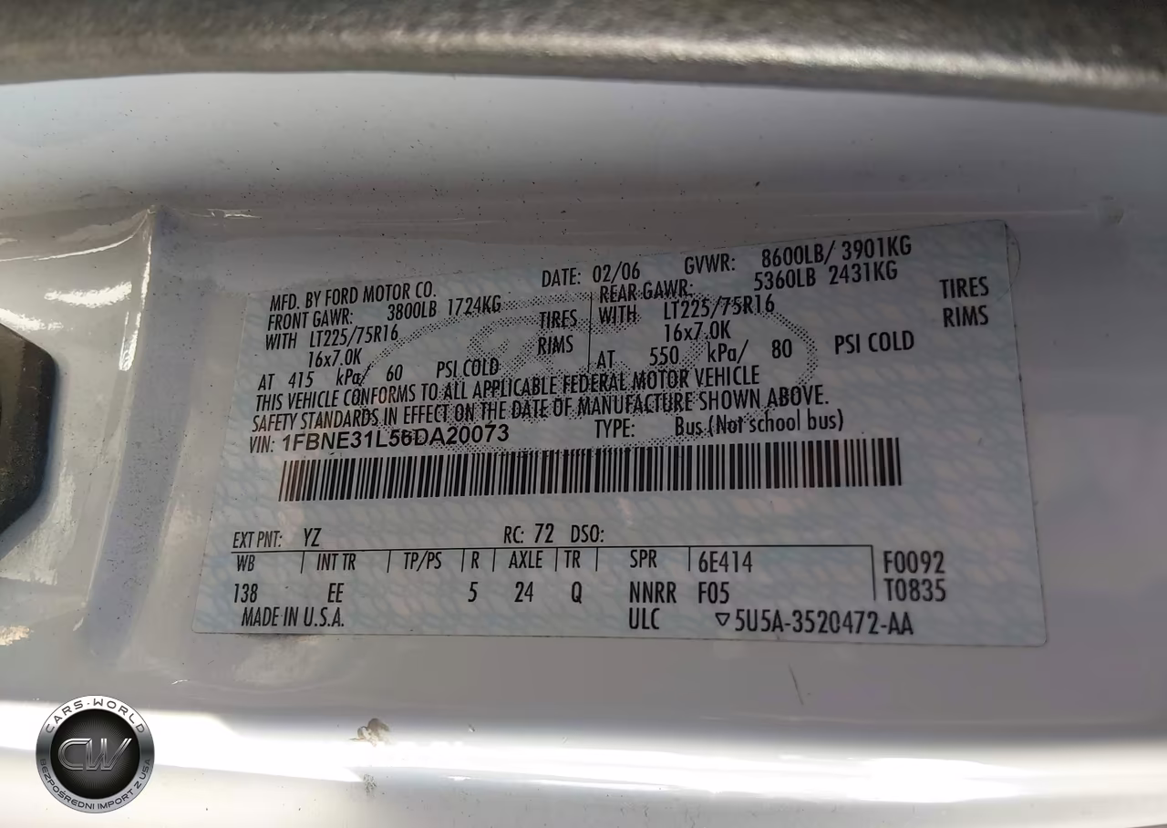 2006 Ford E-350 Super Duty Chateau-Xl-Xlt VIN:1FBNE31L56DA20073 - 9
