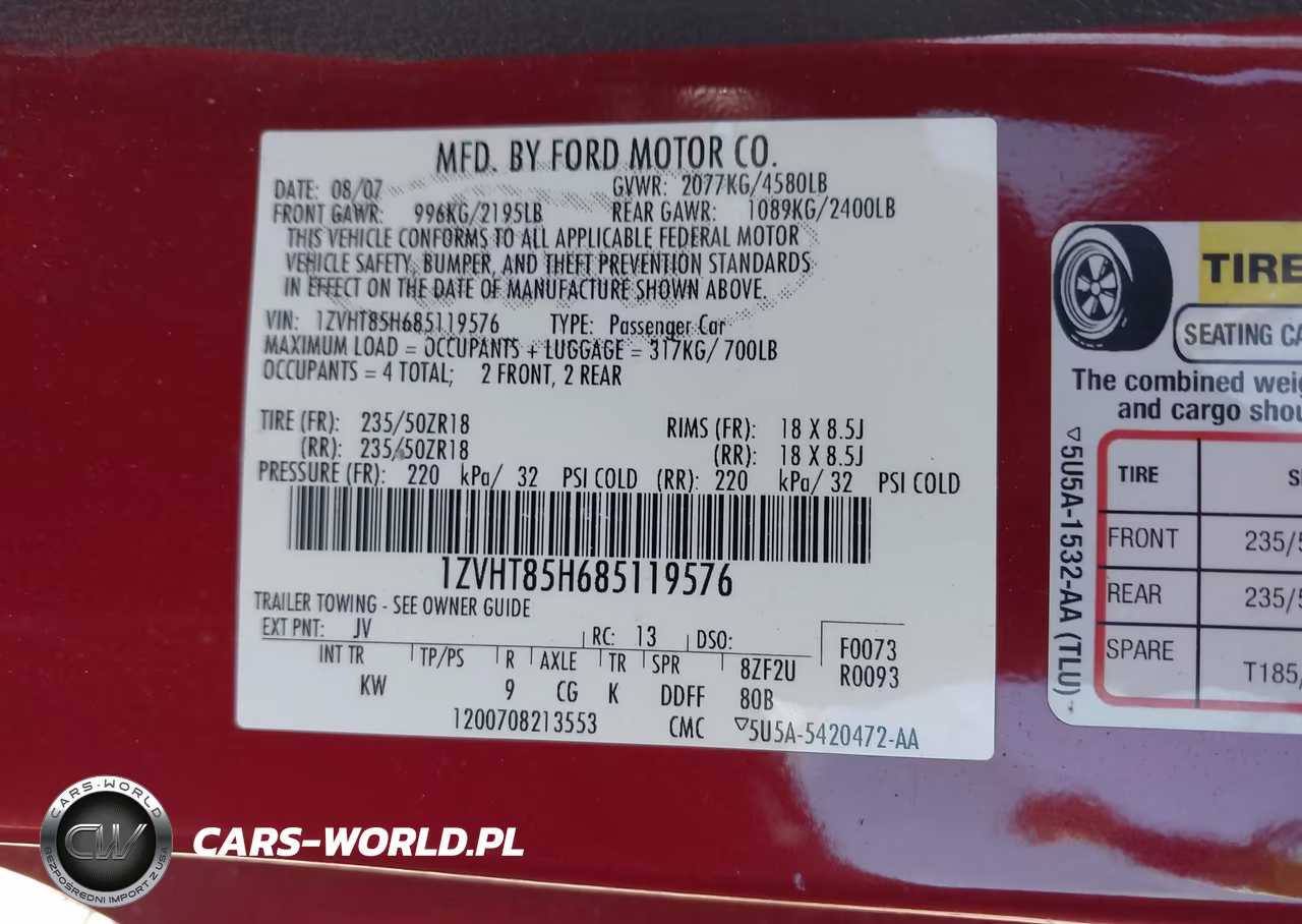 2008 Ford Mustang Gt Deluxe-Gt Premium VIN:1ZVHT85H685119576 - 9
