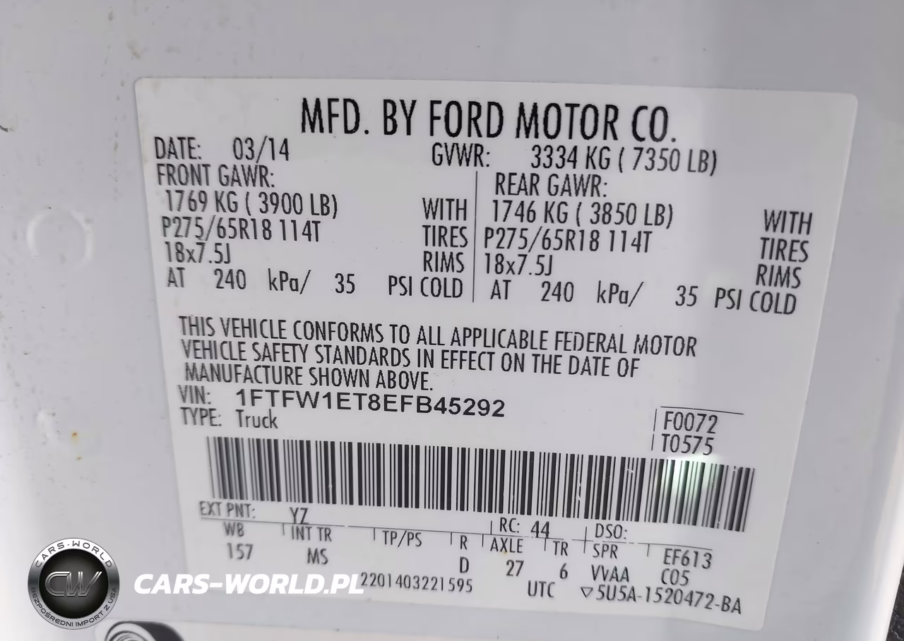 2014 Ford F-150 Xlt VIN:1FTFW1ET8EFB45292 - 9