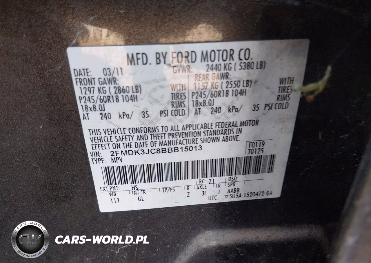 2011 Ford Edge Sel VIN:2FMDK3JC8BBB15013 - 9
