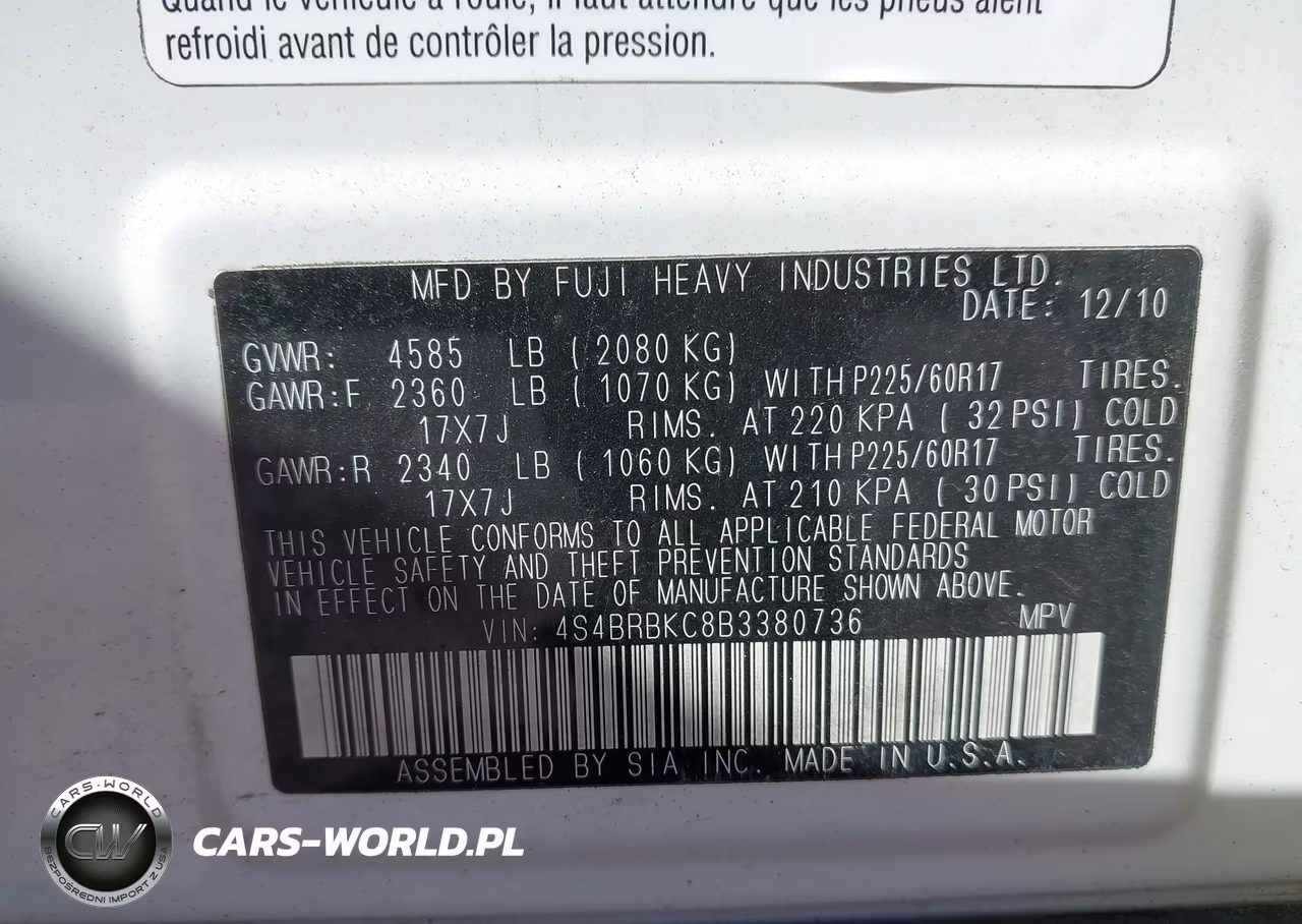 2011 Subaru Outback 2.5I Limited VIN:4S4BRBKC8B3380736 - 9