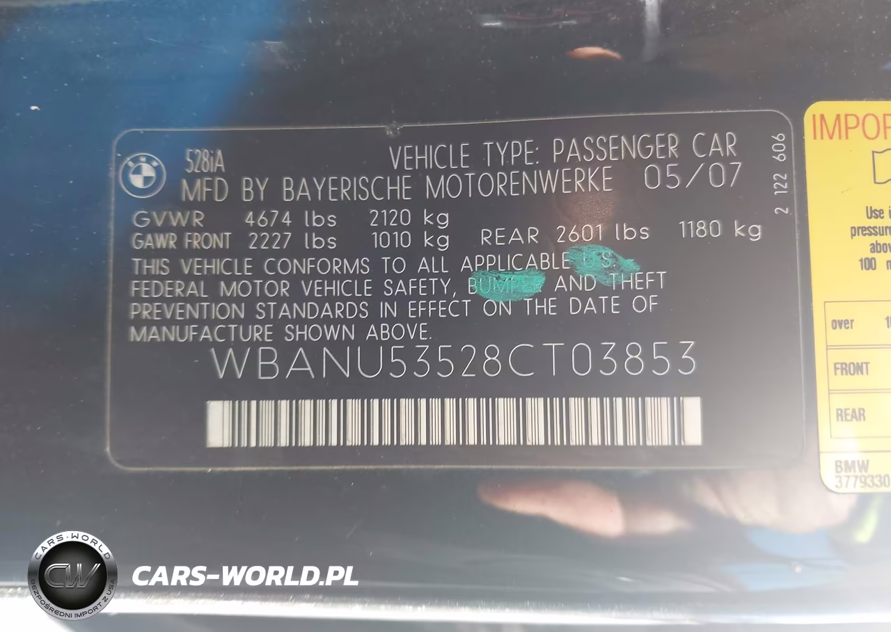 2008 BMW 528I VIN:WBANU53528CT03853 - 9