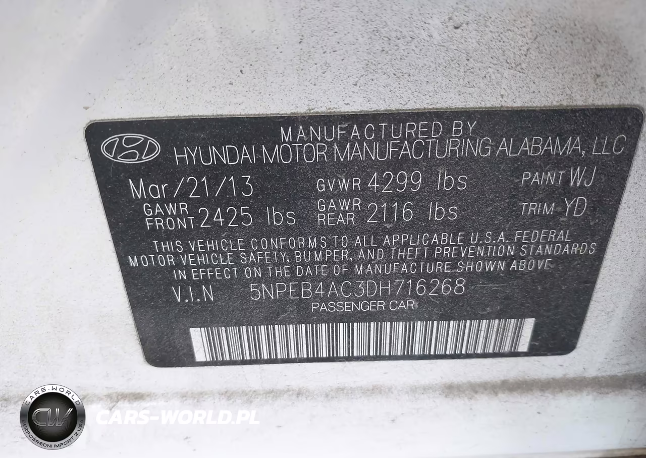 2013 Hyundai Sonata Gls VIN:5NPEB4AC3DH716268 - 9